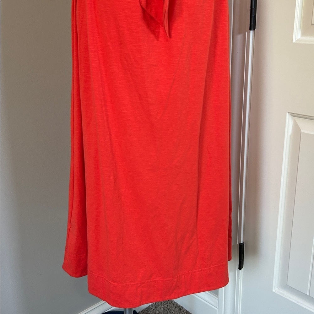 ME+EM Red Cut Out Back Midi Dress Organic Cotton Pockets Tie Back Sz 8 - Picture 11 of 16